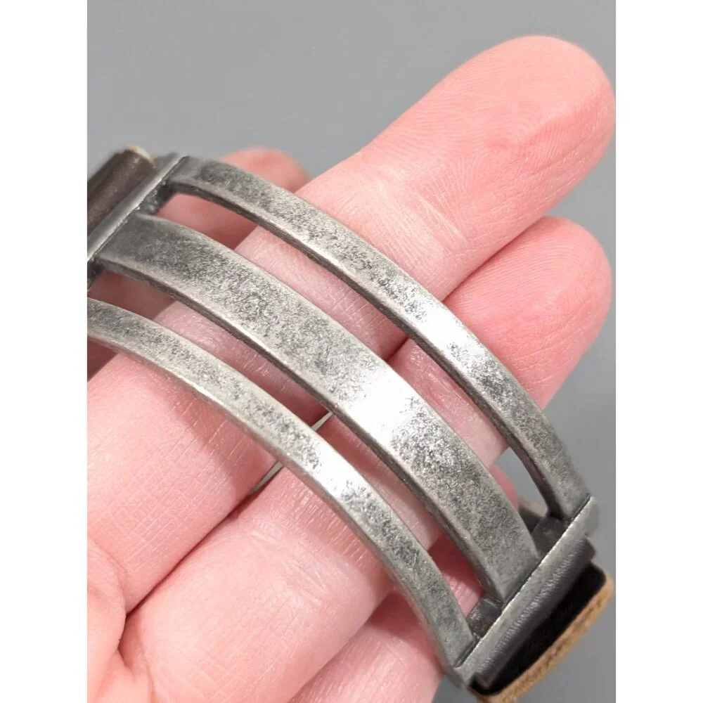 Jewel Kade JK‎ Enchanted Crystal Pave Leather Snap Cuff Bracelet Silver Tone 7